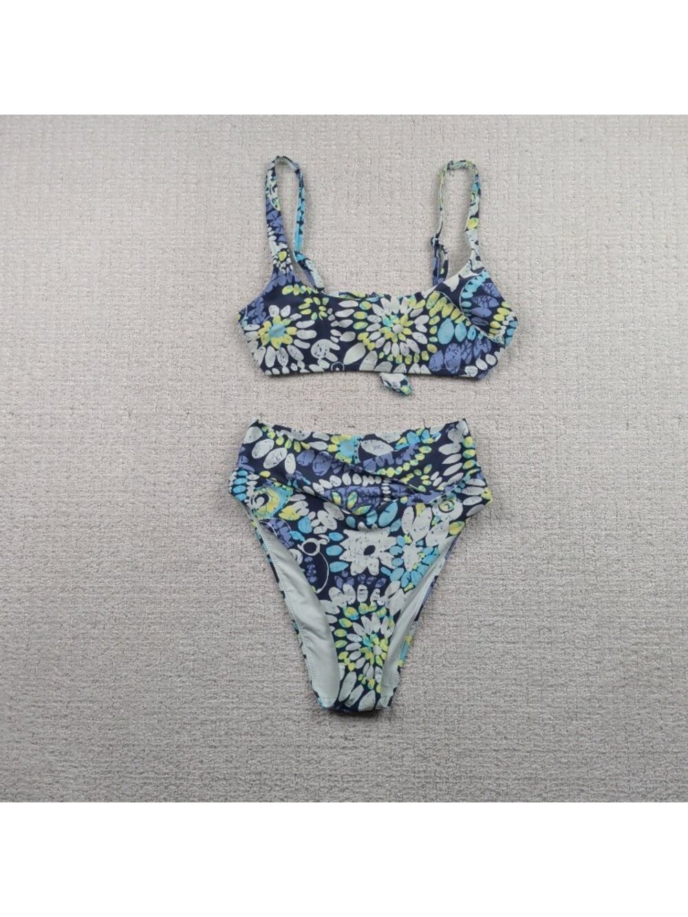 Aerie Real Good Bikini Set Scoop Top / Medium High Waisted Cheeky Floral Sz M